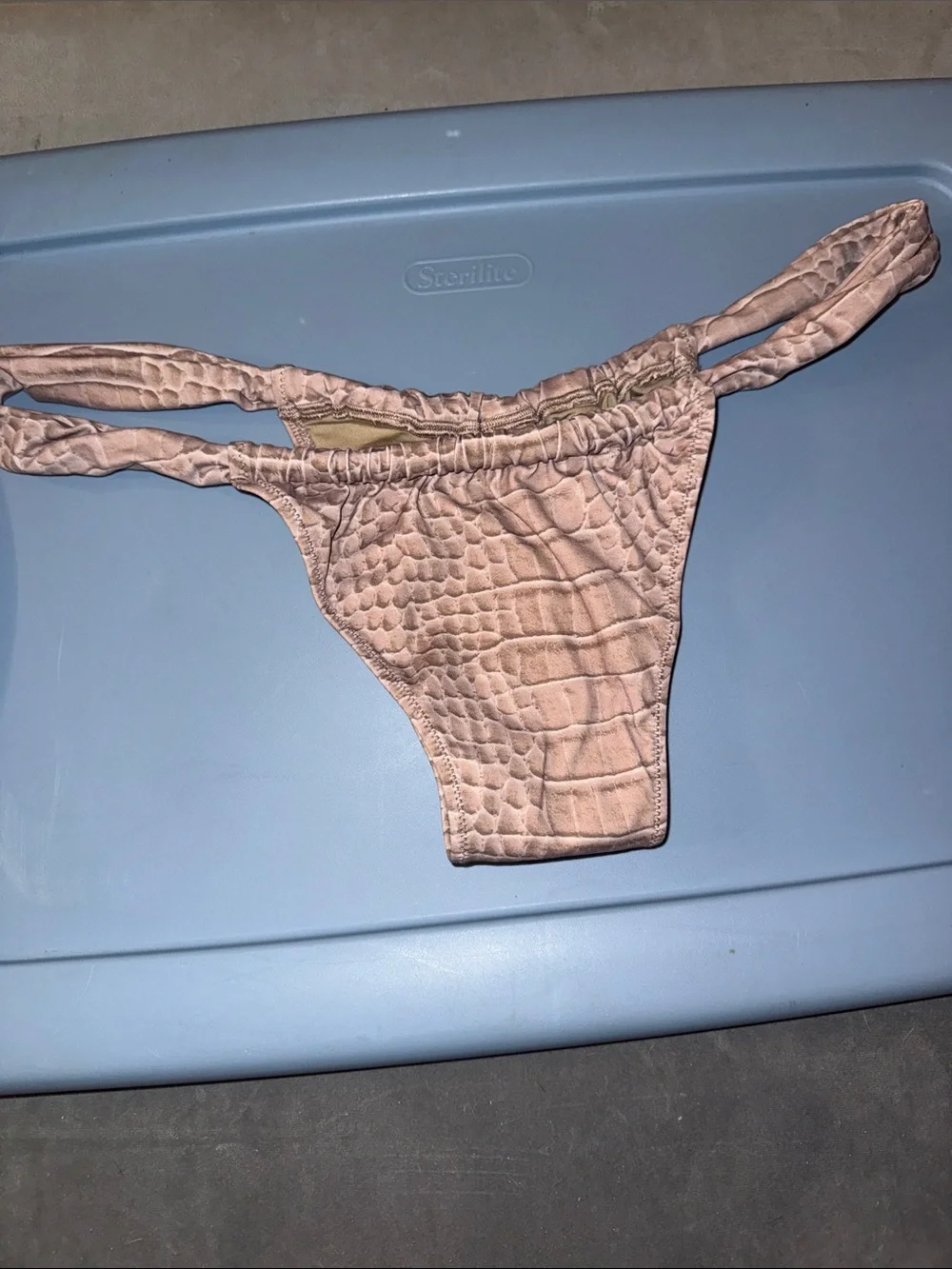 Skims signature swim ruched thong bikini bottom dune crocodile print XL